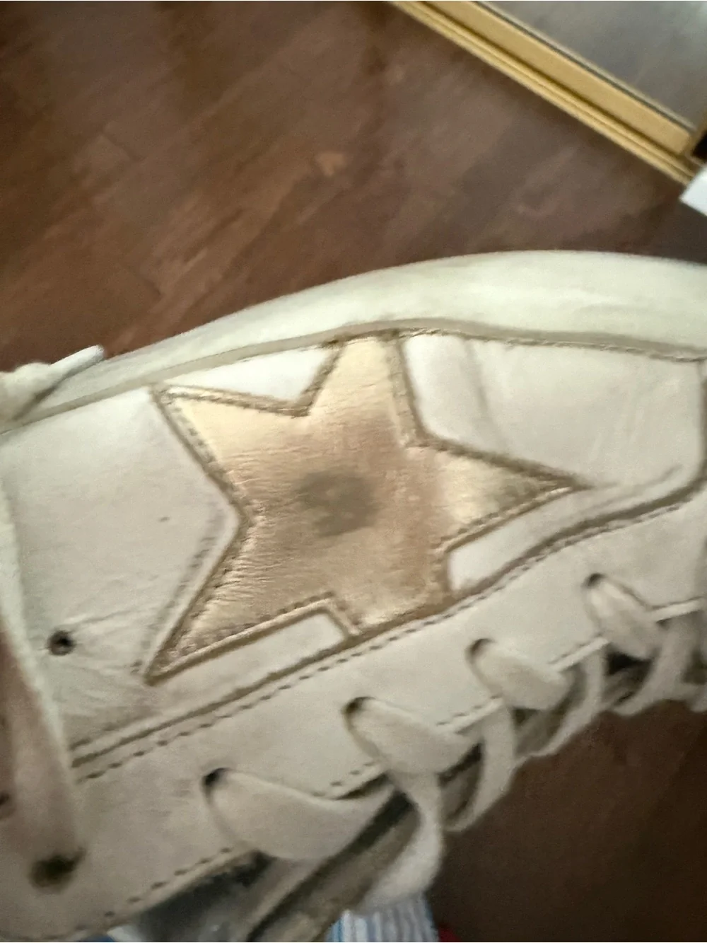Golden goose size 35 Women's Super-Star with gold sparkle foxing $640